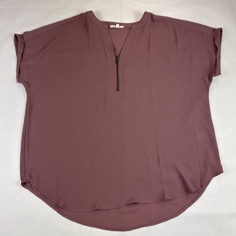 Maurices Mauve Zip-Front Short Sleeve Blouse